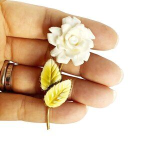 Signed Austria  rose flower pin brooch enameled early vintage jewelry